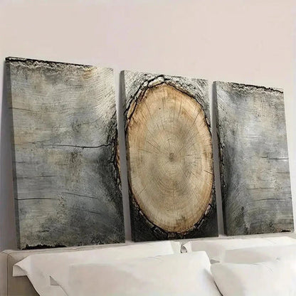 3pcs Oak Wood Forest Tree Ring Wall Art Canvas Unframed - High Quality Print 100% Australian Made Wall Canvas