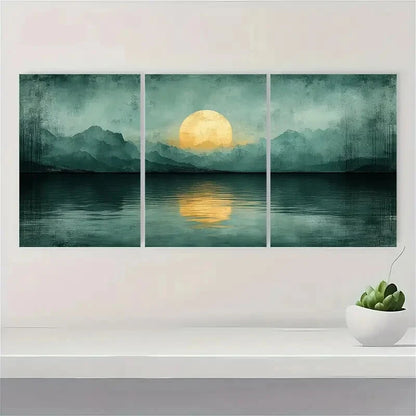 3pcs Abstract Sage Green Pastel Art Painting Metal Print Ready to Hang Art