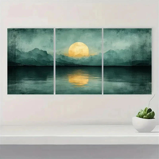 3pcs Abstract Sage Green Pastel Art Painting Metal Print Ready to Hang Art