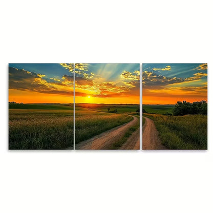 3pcs Kansas Prairie Landscape Prints, Metal Print Ready to Hang Art