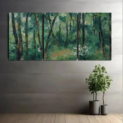 3pcs Paul Cézanne-Style Forest Paintings Metal Print Ready to Hang Art