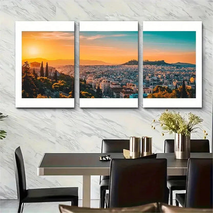 3pcs Athens, a Boarding Pass Print Location Metal Print Ready to Hang Art