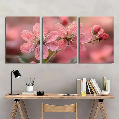 3pcs Featuring Print of Pink Musk Flowers Metal Print Ready to Hang Art