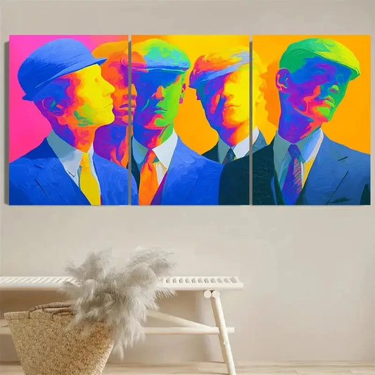 3pcs Men in Suits Colorful People Rainbow Wall Art Metal Print Ready to Hang Art