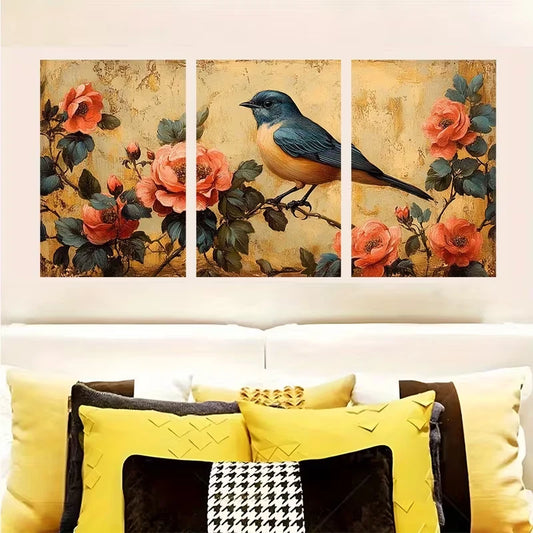 3pcs Style Bird and Botanical Art Metal Print Ready to Hang Art