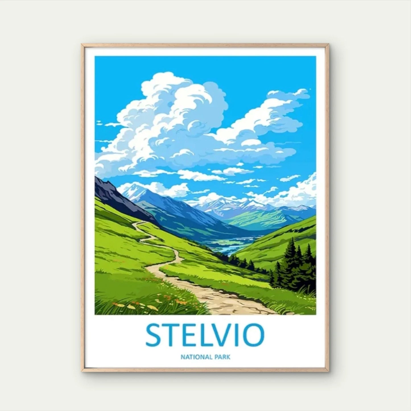 Vintage Stelvio National Park Switzerland Lands Travel Poster Print Wall Art