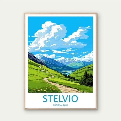 Vintage Stelvio National Park Switzerland Lands Travel Poster Print Wall Art