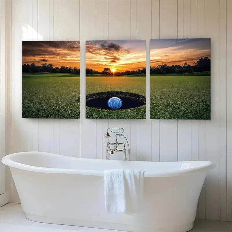 3pcs Golf Course Sunset Scenic Sports Perfect Wall Art Set Canvas Framed 40x60cm - High Quality Print 100% Australian Made Wall Canvas Ready to Hang
