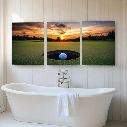 3pcs Golf Course Sunset Scenic Sports Perfect Wall Art Set Canvas Framed 40x60cm - High Quality Print 100% Australian Made Wall Canvas Ready to Hang