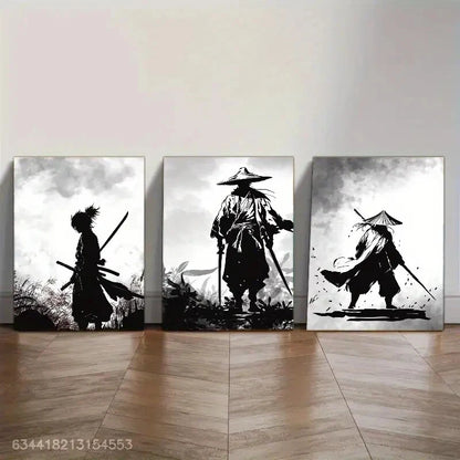 3pcs Samurai Decoration Poster Japanese Art Metal Print Ready to Hang Art