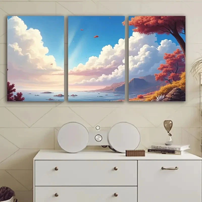 3pcs Scenic Landscape Wall Art Set Canvas Framed 40x60cm - High Quality Print 100% Australian Made Wall Canvas Ready to Hang