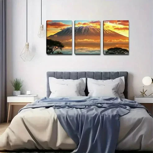 3pcs Sunset & Mountain View Canvas Framed 60x90cm - High Quality Print 100% Australian Made Wall Canvas Ready to Hang