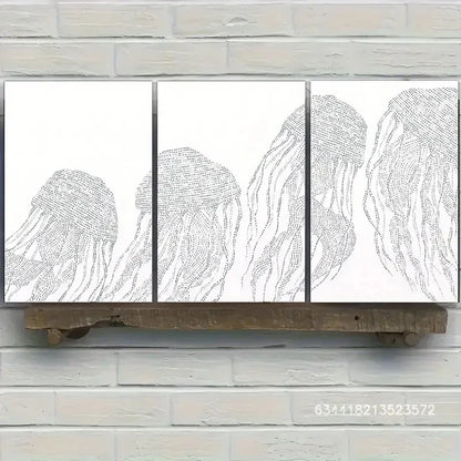 3pcs Jellyfish Print Coastal Beach art decor Metal Print Ready to Hang Art