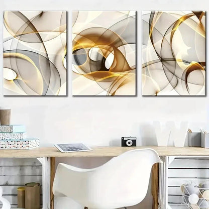 3pcs Abstract Geometric Golden Lines Perfect Wall Art Set Canvas Framed 40x60cm - High Quality Print 100% Australian Made Wall Canvas Ready to Hang