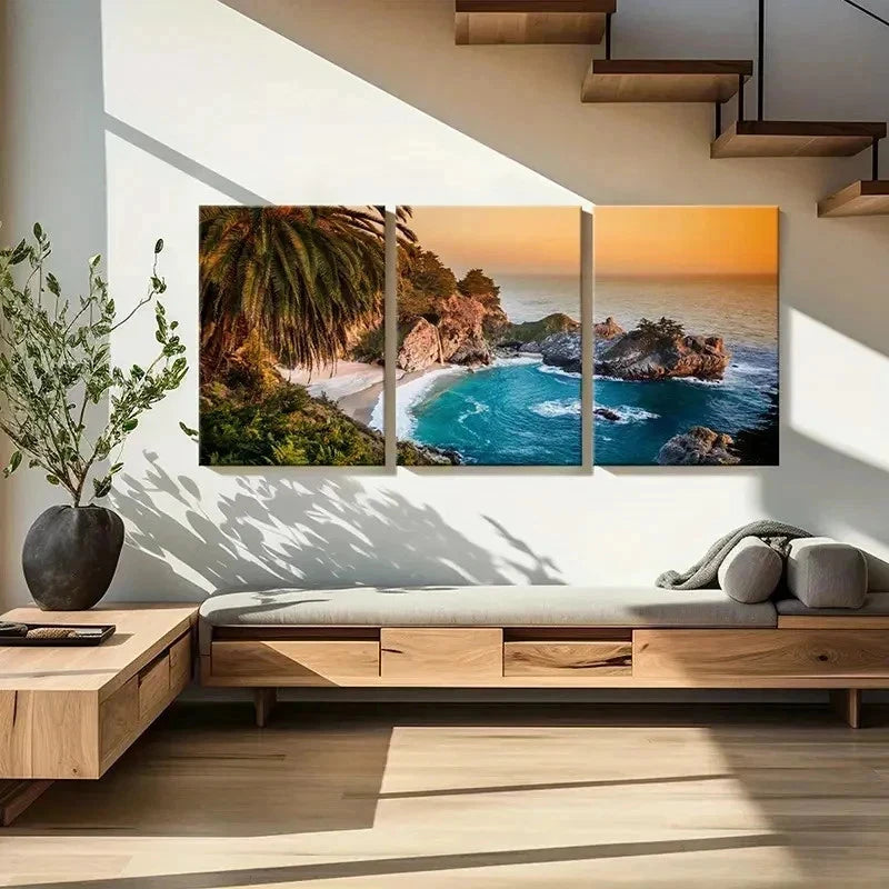 3pcs California Seaside Natural Landscape Wall Art Set Canvas Framed 40x60cm - High Quality Print 100% Australian Made Wall Canvas Ready to Hang