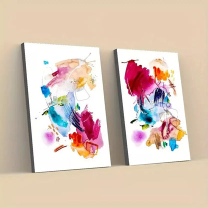 2 Pieces Colorful Abstract Art Framed 50x75cm - High Quality Print 100% Australian Made Wall Canvas Ready to Hang
