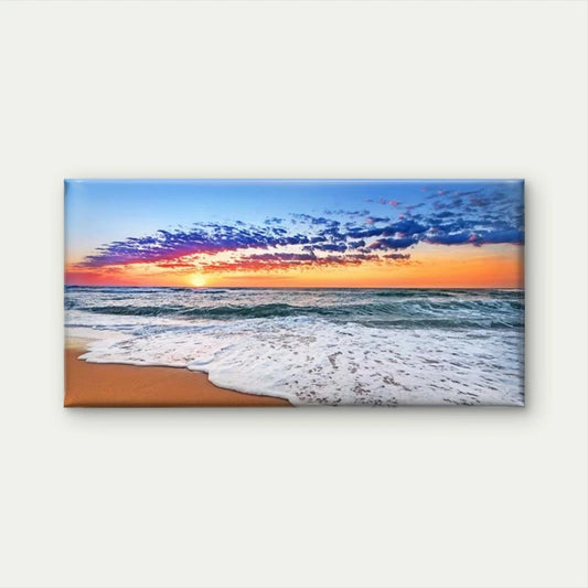 Ocean Waves & Sandy Shore Wall Art Canvas Office Home Room Framed 120x60cm