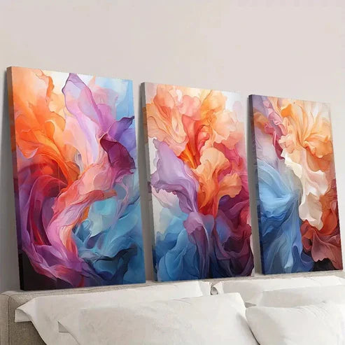 3pcs Artistic Ink Explosion, Texture Abstract Wall Art Canvas Unframed - High Quality Print 100% Australian Made Wall Canvas