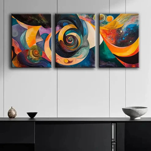 3pcs Colorful Abstract Swirl Painting Perfect Wall Art Set Canvas Unframed - High Quality Print 100% Australian Made Wall Canvas