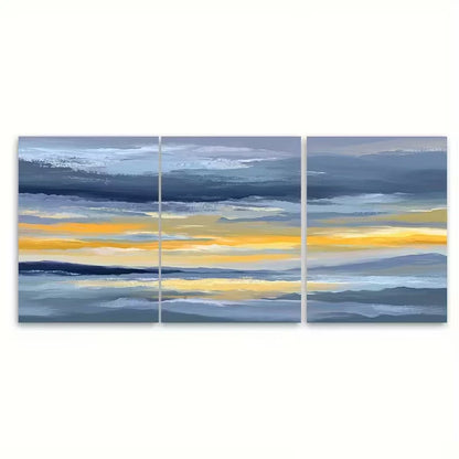 3pcs Abstract Sunrise Minimalist Landscape Metal Print Ready to Hang Art