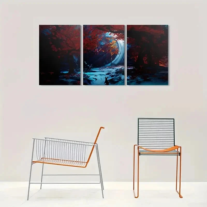 3pcs Autumn Forest Nature Landscape Metal Print Ready to Hang Art