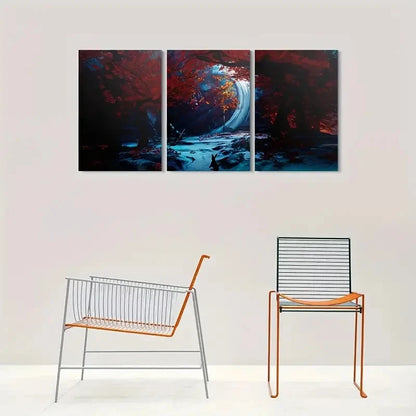 3pcs Autumn Forest Nature Landscape Metal Print Ready to Hang Art