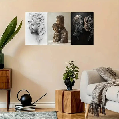 3pcs Vintage Father & Son Texture Metal Print Ready to Hang Art