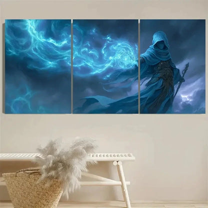 3pcs Celestial Wizard Fantasy Mage Art Wall Art Set Canvas Framed 40x60cm - High Quality Print 100% Australian Made Wall Canvas Ready to Hang