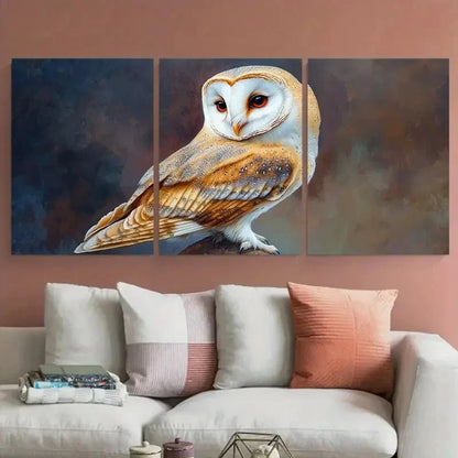 3pcs Barn Owl Farmhouse Bird Vivid Animal Portrait Metal Print Ready to Hang Art