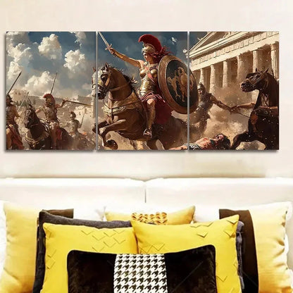 3pcs Ancient Roman Soldier Scene Metal Print Ready to Hang Art