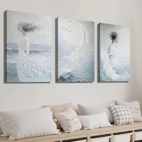 3pcs Abstract Feather Decor Wall Art Set Canvas Unframed - High Quality Print 100% Australian Made Wall Canvas