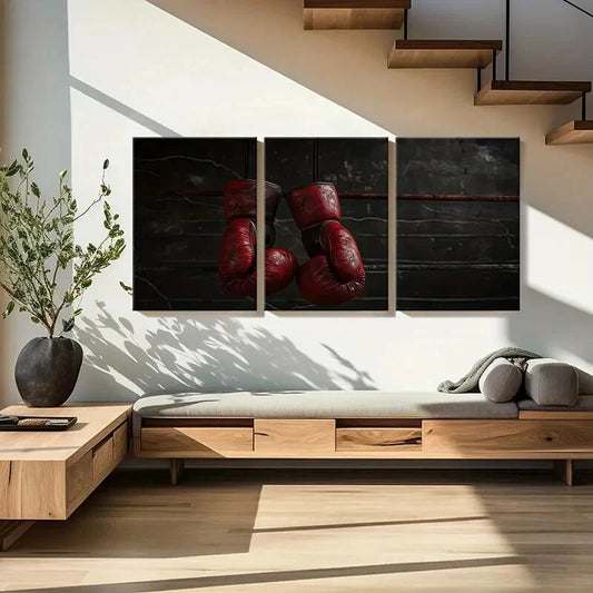 3pcs Vintage Boxing Glove Modern Wall Art Painting Metal Print Ready to Hang Art