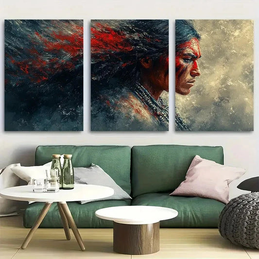 3pcs Native Warrior Indigenous Horseback Archer Metal Print Ready to Hang Art
