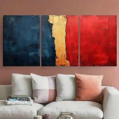 3pcs Abstract Grunge Contrast Colour Design Metal Print Ready to Hang Art