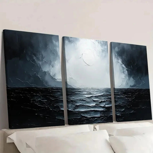 3pcs Minimalist Black & White Artwork EX   Wall Art Set Canvas Framed 50x70cm - High Quality Print 100% Australian Made Wall Canvas Ready to Hang