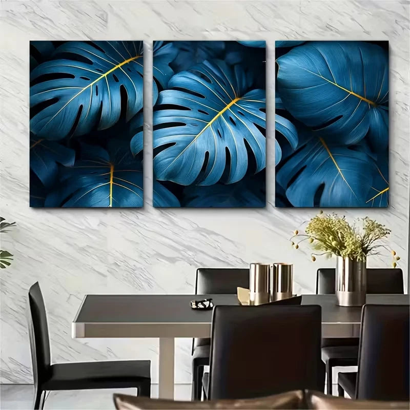 3pcs Abstract Palm Leaf Nature Photography Metal Print Ready to Hang Art