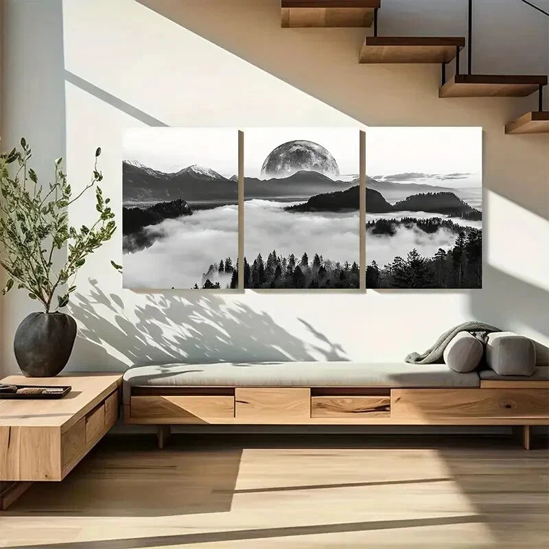 3pcs Black and White Photography Wall Art Metal Print Ready to Hang Art