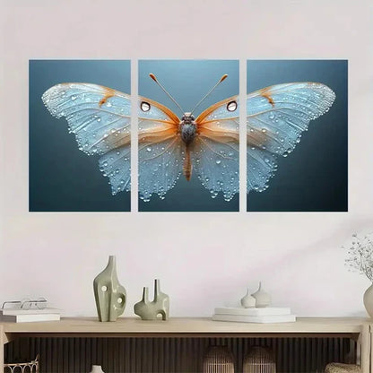 3pcs Butterfly Décor Fairy Wings Perfect Wall Art Set Canvas Unframed - High Quality Print 100% Australian Made Wall Canvas