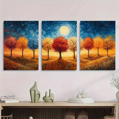 3pcs Vincent Van Gogh Modern Oil Paintings Metal Print Ready to Hang Art