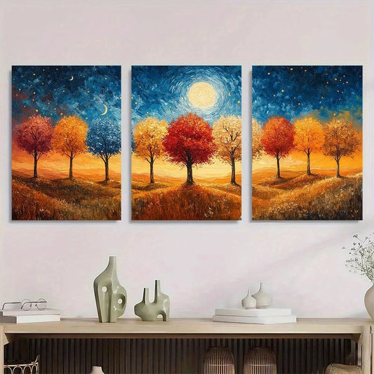 3pcs Vincent Van Gogh Modern Oil Paintings Metal Print Ready to Hang Art