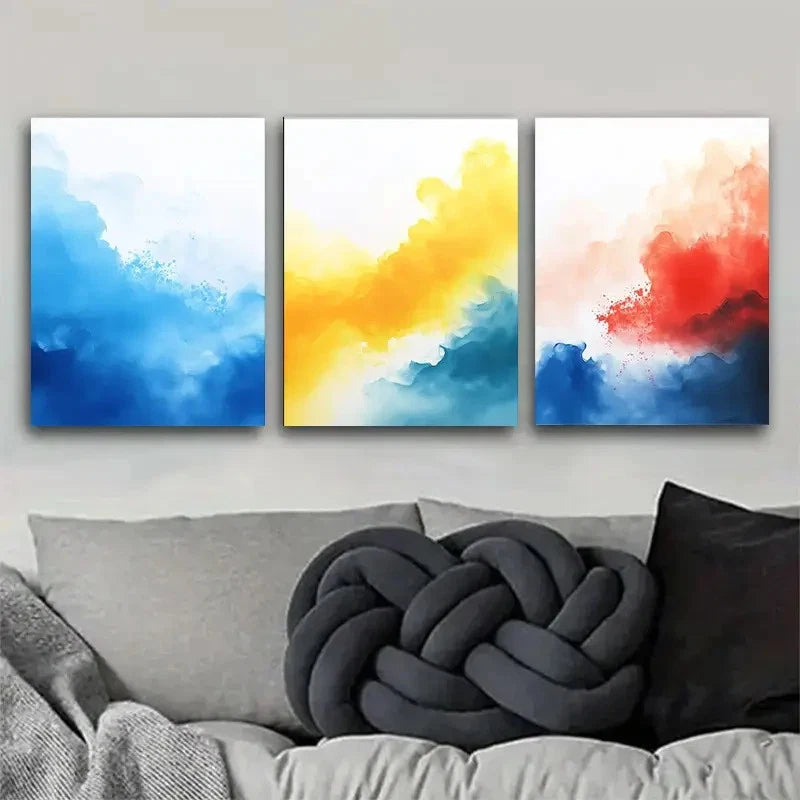 3pcs Abstract Watercolor Inspired Decor Metal Print Ready to Hang Art
