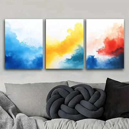 3pcs Abstract Watercolor Inspired Decor Metal Print Ready to Hang Art