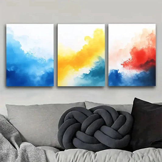 3pcs Abstract Watercolor Inspired Decor Metal Print Ready to Hang Art