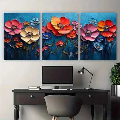 3pcs Abstract Colorful Textured Nature Botanical Wall Art Set Canvas Unframed - High Quality Print 100% Australian Made Wall Canvas