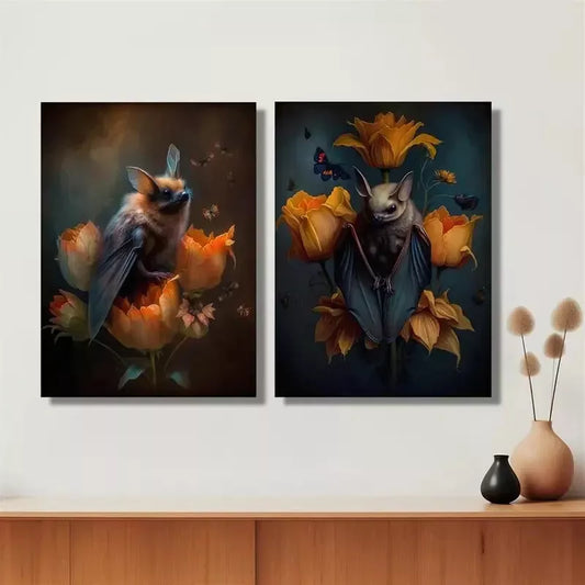 2pcs Decorative Painting, Dark Bats Canvas Framed 50x75cm - High Quality Print 100% Australian Made Wall Canvas Ready to Hang