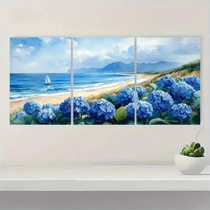 3pcst Nantucket Painting Hydrangeas Poster Metal Print Ready to Hang Art