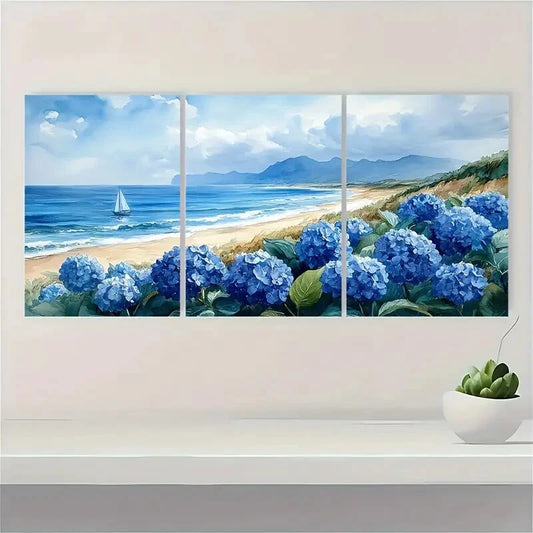 3pcst Nantucket Painting Hydrangeas Poster Metal Print Ready to Hang Art