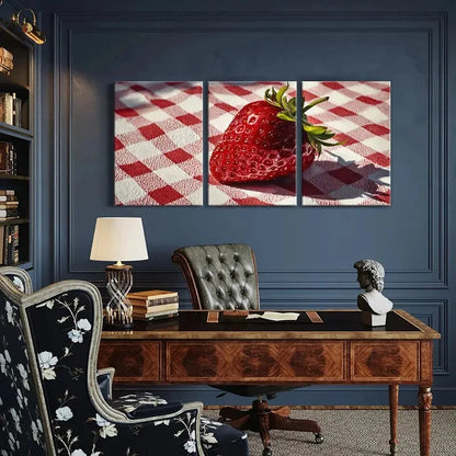 3pcs Vibrant Strawberry Canvas Art Prints Metal Print Ready to Hang Art