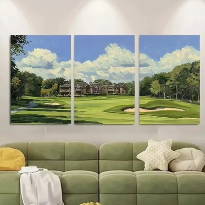 3pcs Quail Hollow Golf Course Landscape Metal Print Ready to Hang Art