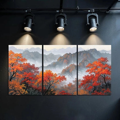 3pcs Traditional Ink Mountain Scenery Metal Print Ready to Hang Art